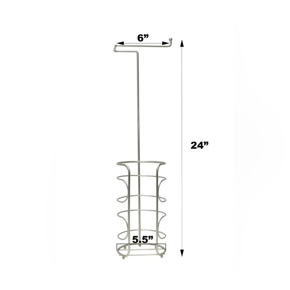 Mainstays Freestanding Satin Nickel Steel Toilet Paper Holder with Storage
